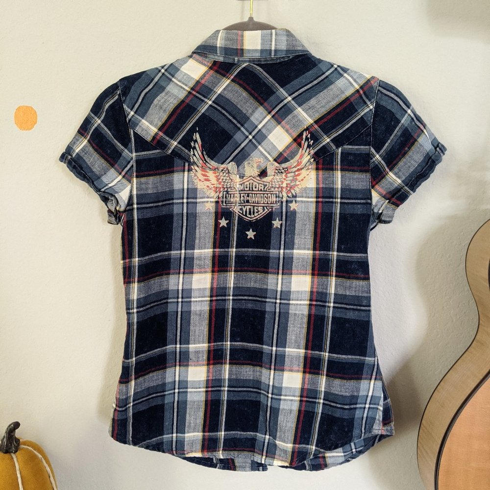 Women Harley Davidson Flannel Button Down Shirt XS